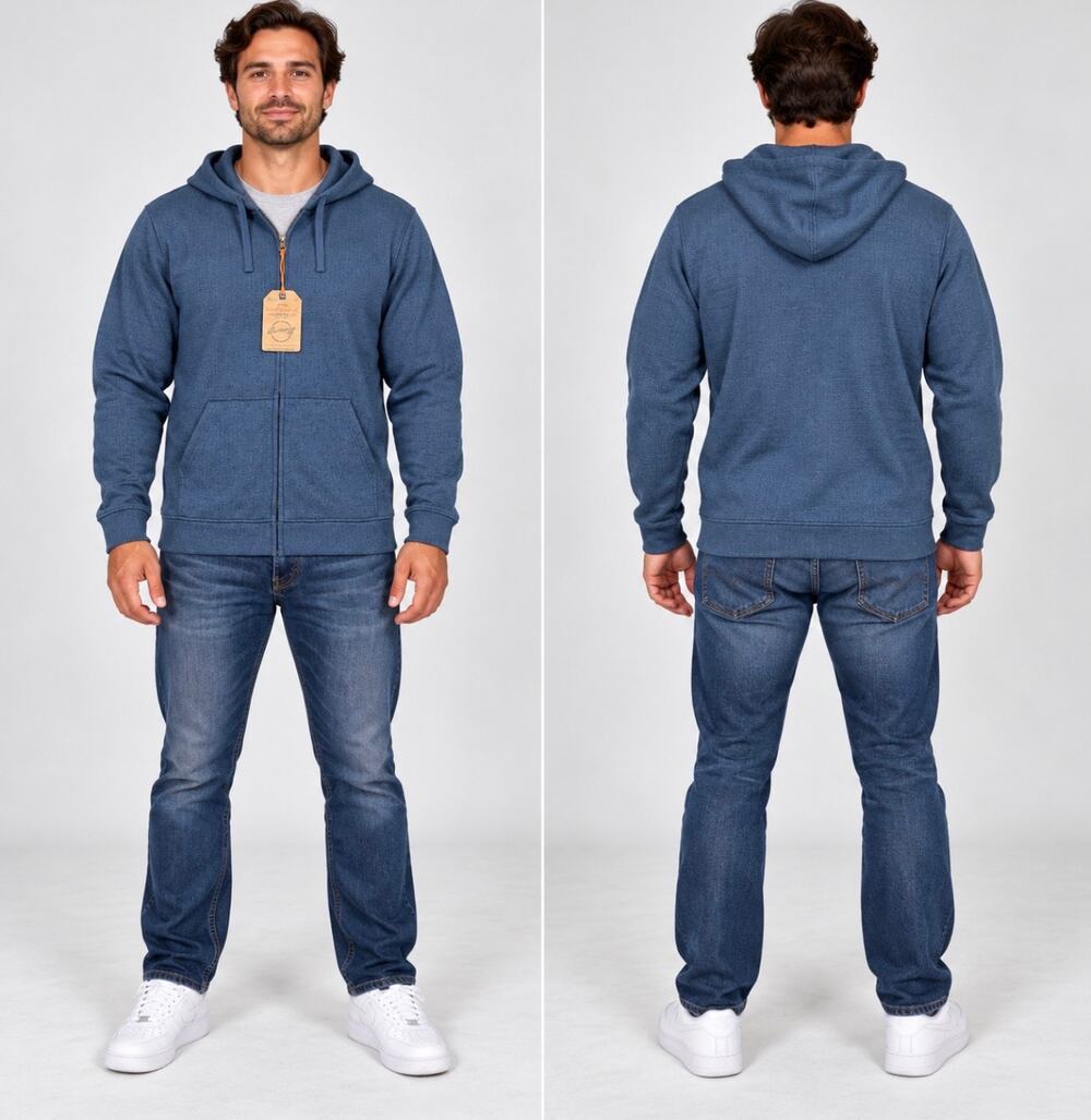 Weatherproof Vintage Men’s Blue Full Zip Textured Hoodie Jacket NWT